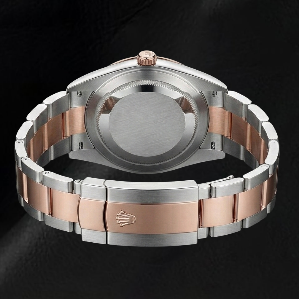 126331 Rolex Herrenuhr, zweifarbiges Golden, graues Zifferblatt, 18 Karat