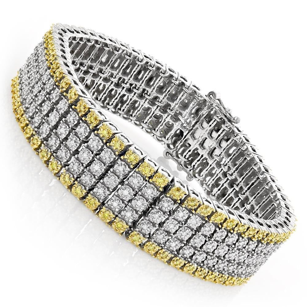 12.50 Karat Gelb-Weiß-Echt Diamant-Herrenarmband Zweifarbiges Gold 14K