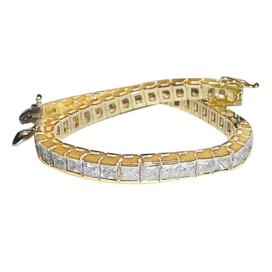 12.50 Karat Prinzessin Echt Diamanten Tennis Armband Gelb Gold