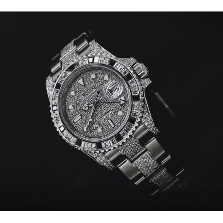 12 Karat Brauch Diamants Herrenuhr Rolex GMT Meister Edelstahl1