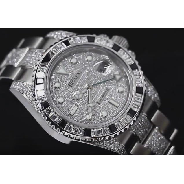 12 Karat Brauch Diamants Herrenuhr Rolex GMT Meister Edelstahl2