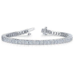 13 Karat Princess Cut Echt Aus der Erde Abgebauter Natürlicher Diamant Tennisarmband Massives Weißgold 14K