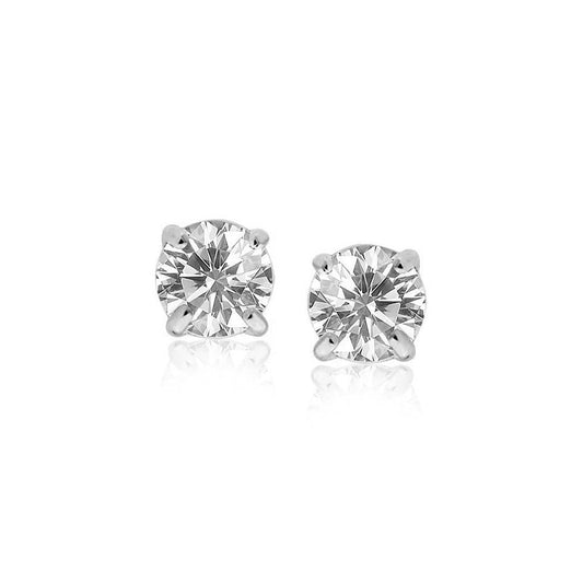 1,3 ct Krappen-Set Solitaire runder Echt Diamant-Ohrstecker 14 Karat Weißgold