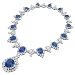130.10 ct Ceylon Saphir weiße Aus der Erde Abgebauter Natürlicher Diamanten Brauthalskette