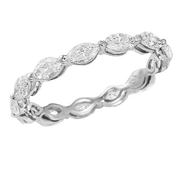 1,30 Karat Weiß Gold Damen Echt Marquise-Schliff Eternity Diamant Band