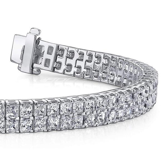13 Karat Wunderschönes Teppicharmband mit Echt Aus der Erde Abgebauter Natürlicher Diamanten im Prinzessinnenschliff