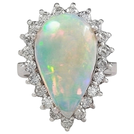 echter round opal 14.25Karat ring Seitenansicht