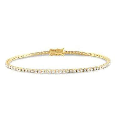 Gelbgold 14K 2,40 Karat kleines rundes Diamant-Damen-Tennisarmband