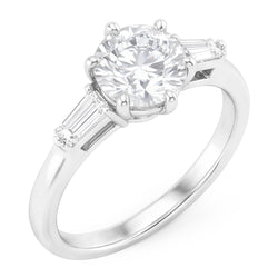 14 Karat Weißgold Brillant Drei-Stein-Ring – 2-Karat Old Mine Cut