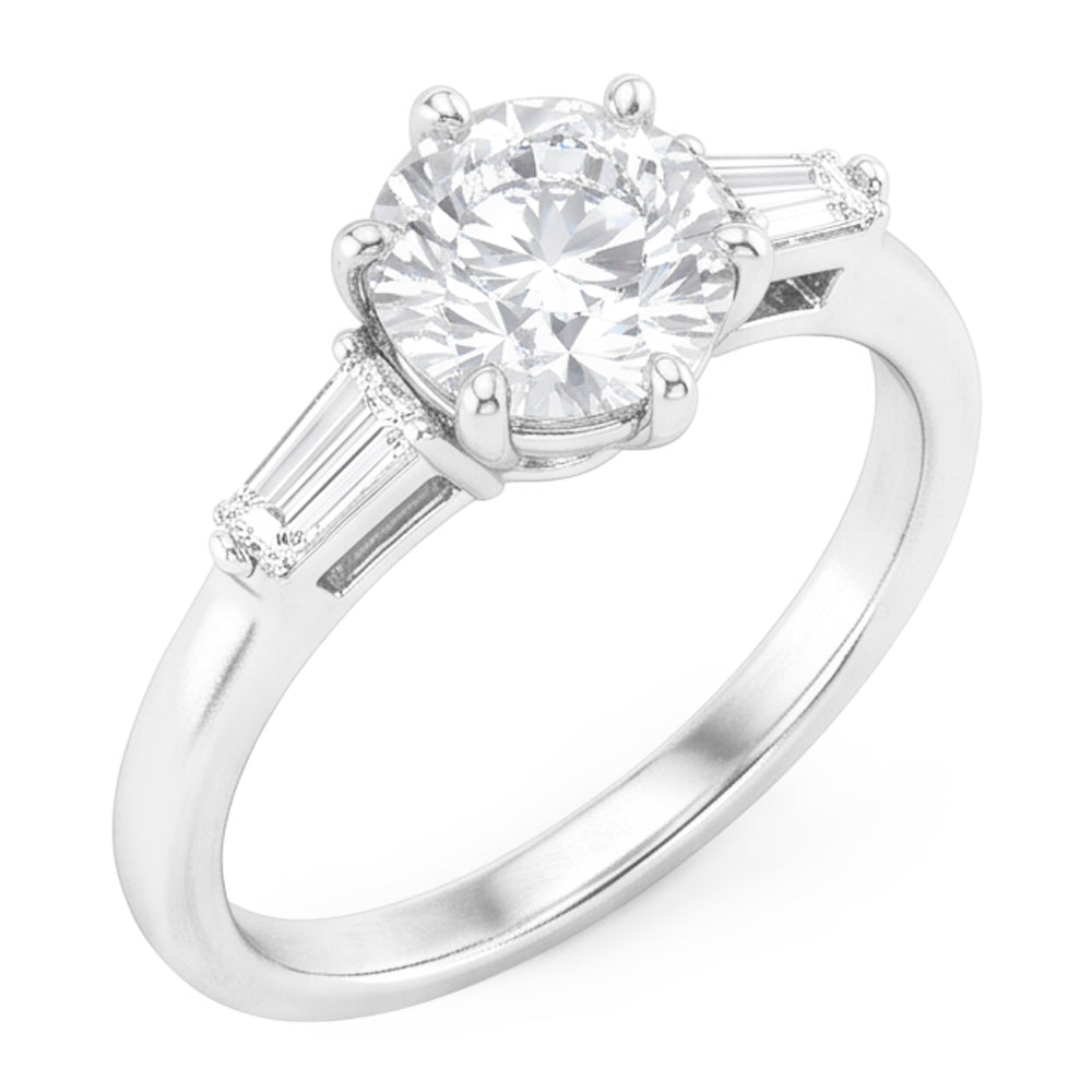 14 Karat Weißgold Brillant Drei-Stein-Ring – 2-Karat Old Mine Cut
