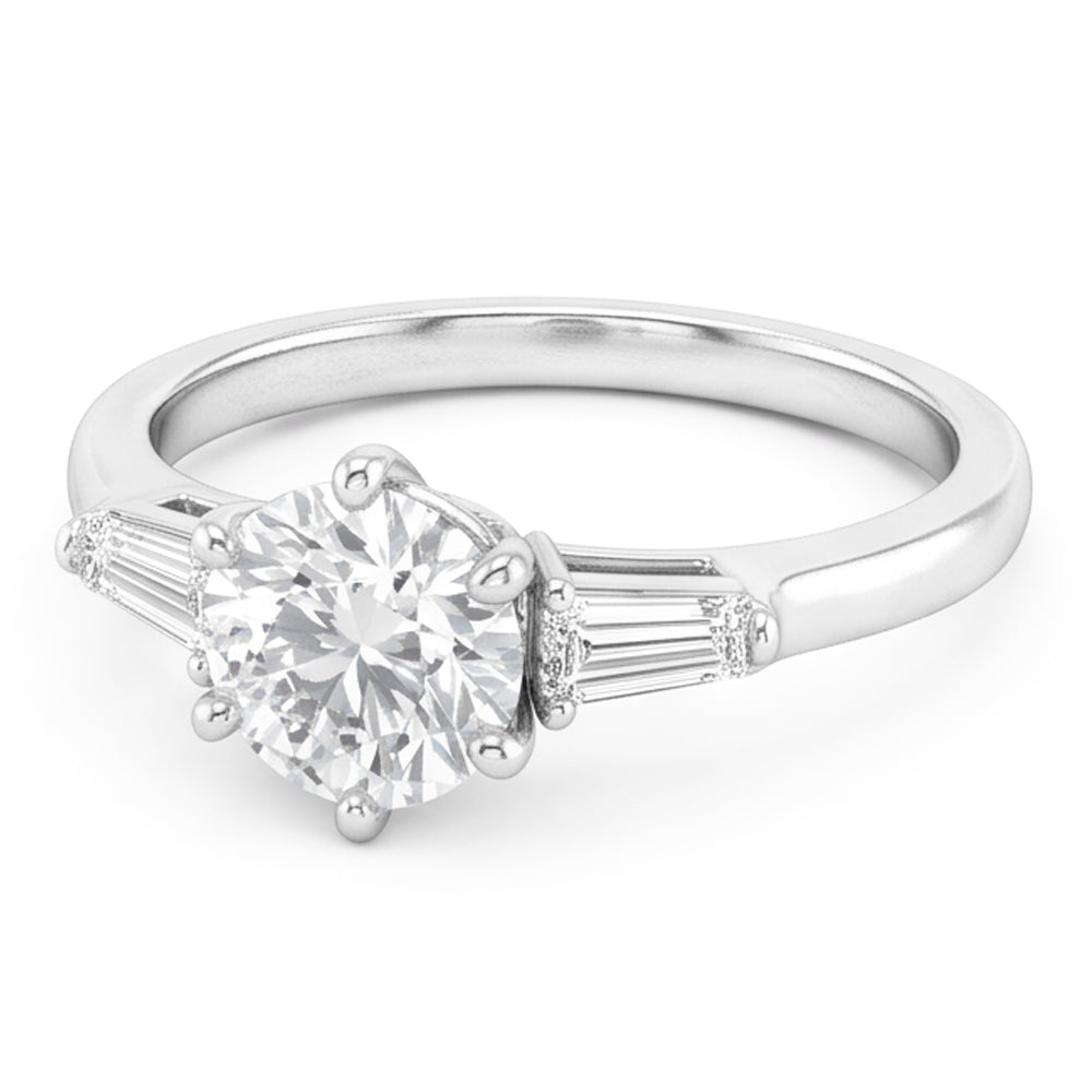 14 Karat Weißgold Brillant Drei-Stein-Ring – 2-Karat Old Mine Cut