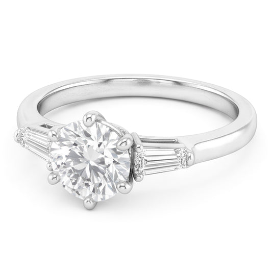 14 Karat Weißgold Brillant Drei-Stein-Ring – 2-Karat Old Mine Cut