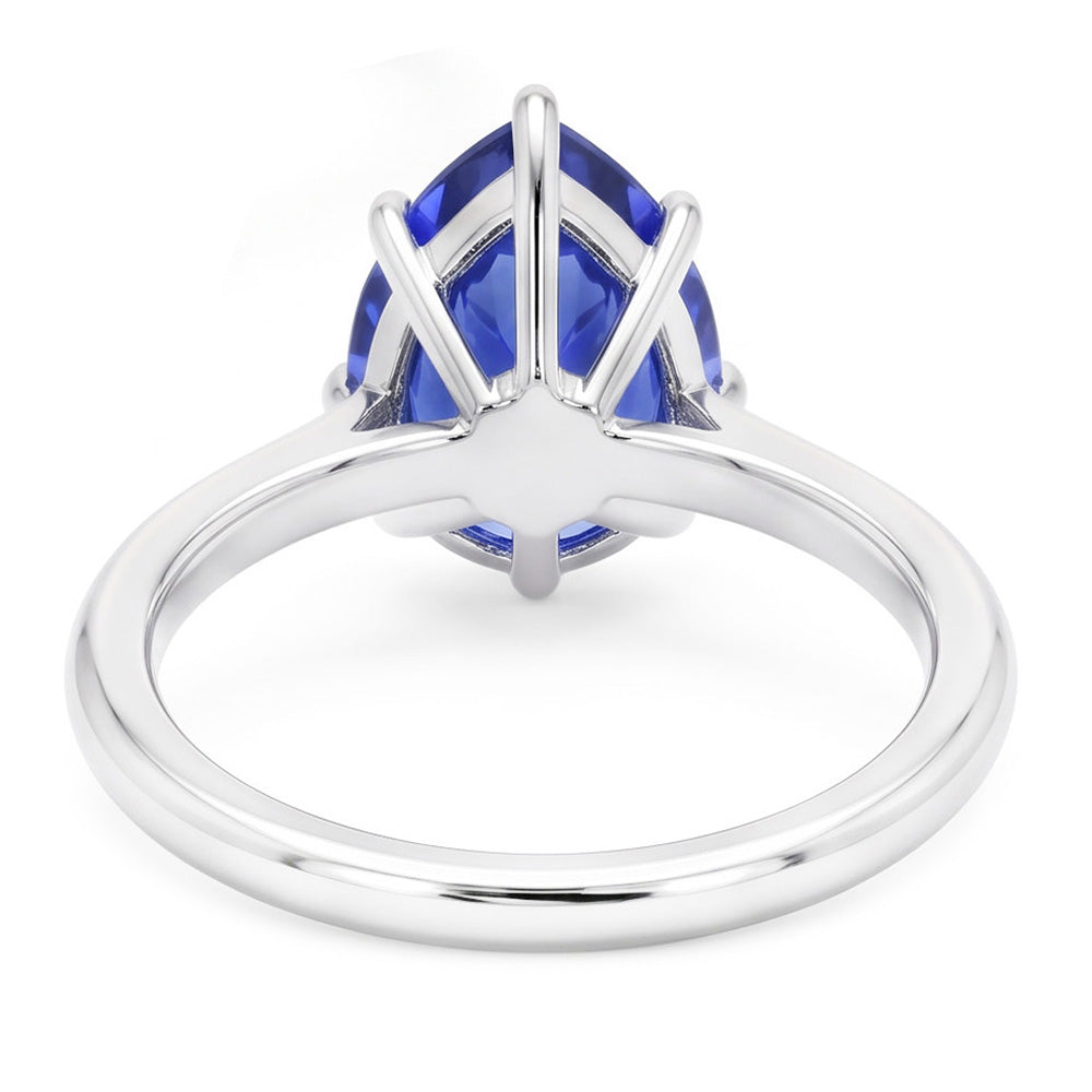 14 Karat Weißgold Farbstein-Ring mit Kornblumenblauer Saphir