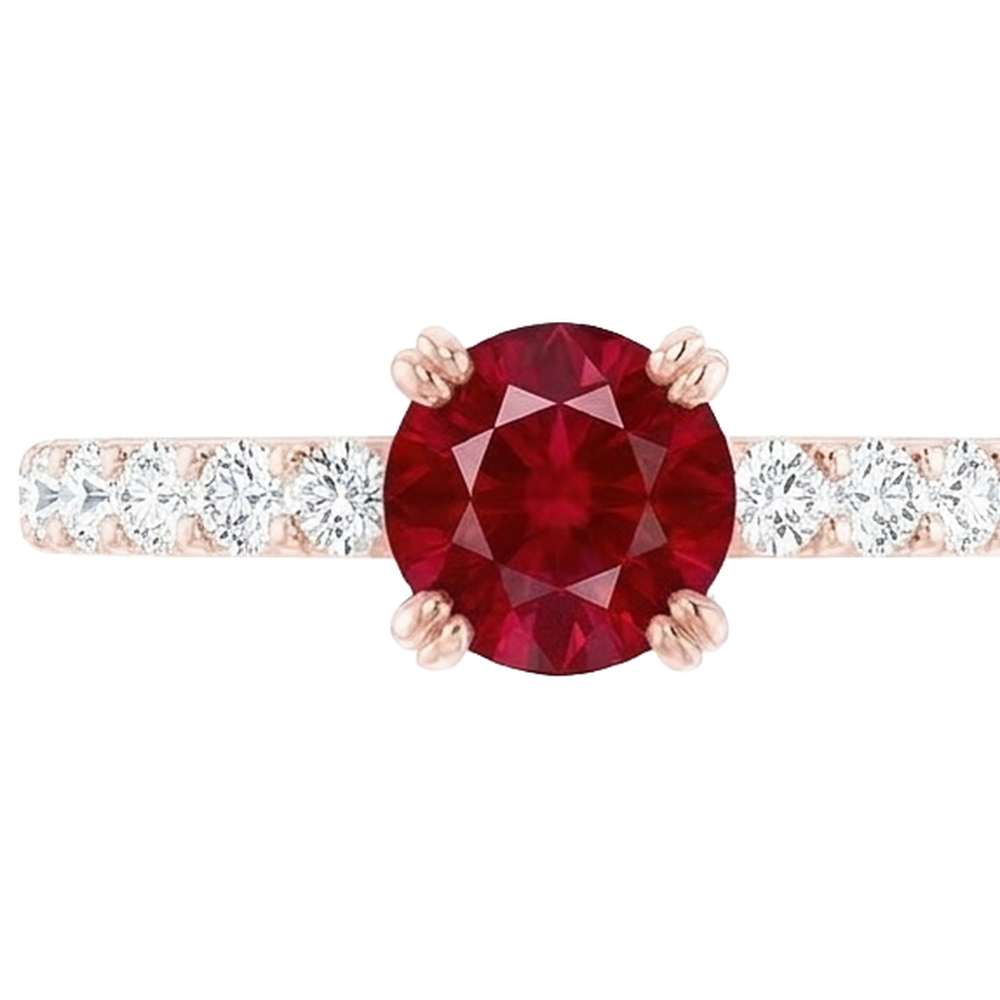 echter round rubin 2.50Karat ring Draufsicht