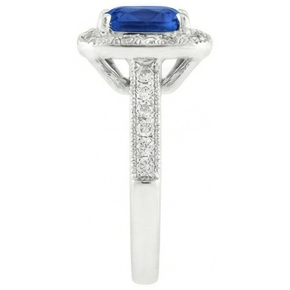 14K Ceylon Saphir 4.5 Kt Blauer Saphir mit Aus der Erde Abgebauter Natürlicher Diamanten Ring