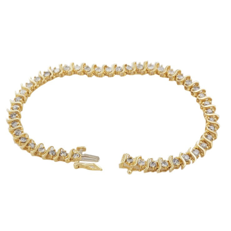 14K Gelb Gold Rund 5 Karat Echt Diamant Tennis Armband Schmuck