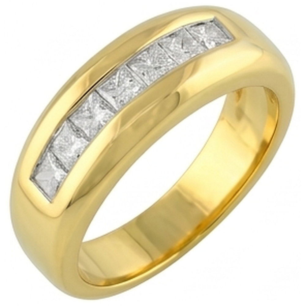 14K Gelbgold 2 Karat Prinzessin Schliff Echt Aus der Erde Abgebauter Natürlicher Diamant Herrenband Schmuck Neu