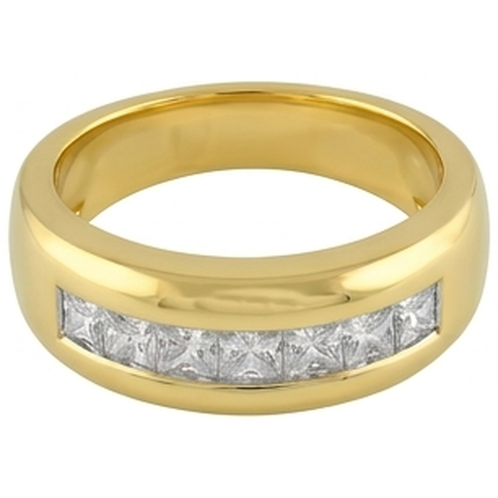 14K Gelbgold 2 Karat Prinzessin Schliff Echt Aus der Erde Abgebauter Natürlicher Diamant Herrenband Schmuck Neu