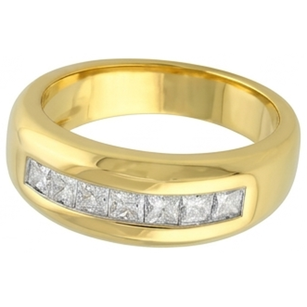 14K Gelbgold 2 Karat Prinzessin Schliff Echt Aus der Erde Abgebauter Natürlicher Diamant Herrenband Schmuck Neu