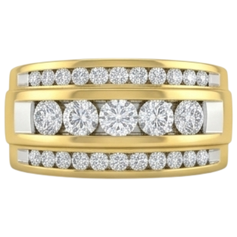 14K Gelbgold 2 Kt Herren Aus der Erde Abgebauter Natürlicher Diamantring Schmuck Neu