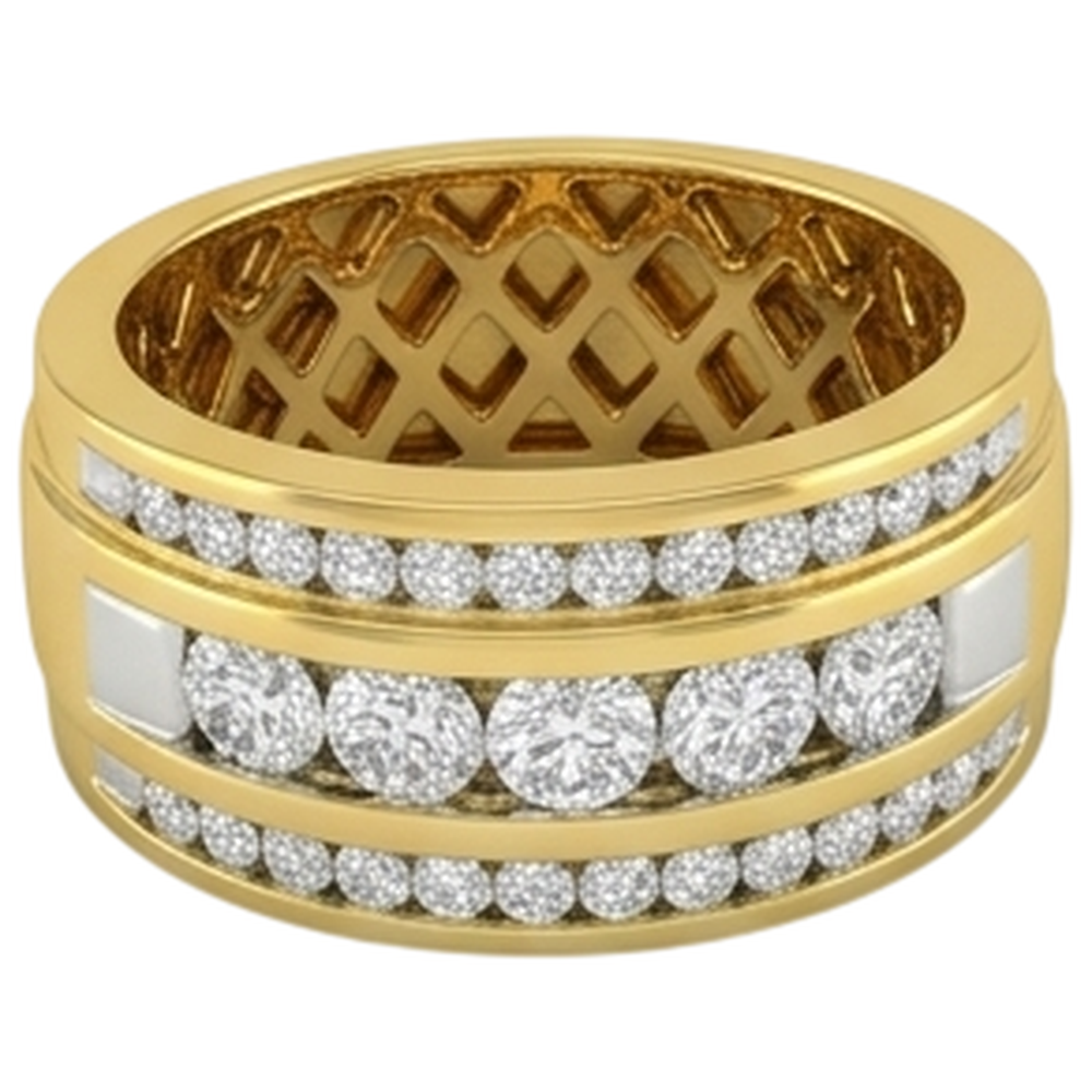 14K Gelbgold 2 Kt Herren Aus der Erde Abgebauter Natürlicher Diamantring Schmuck Neu