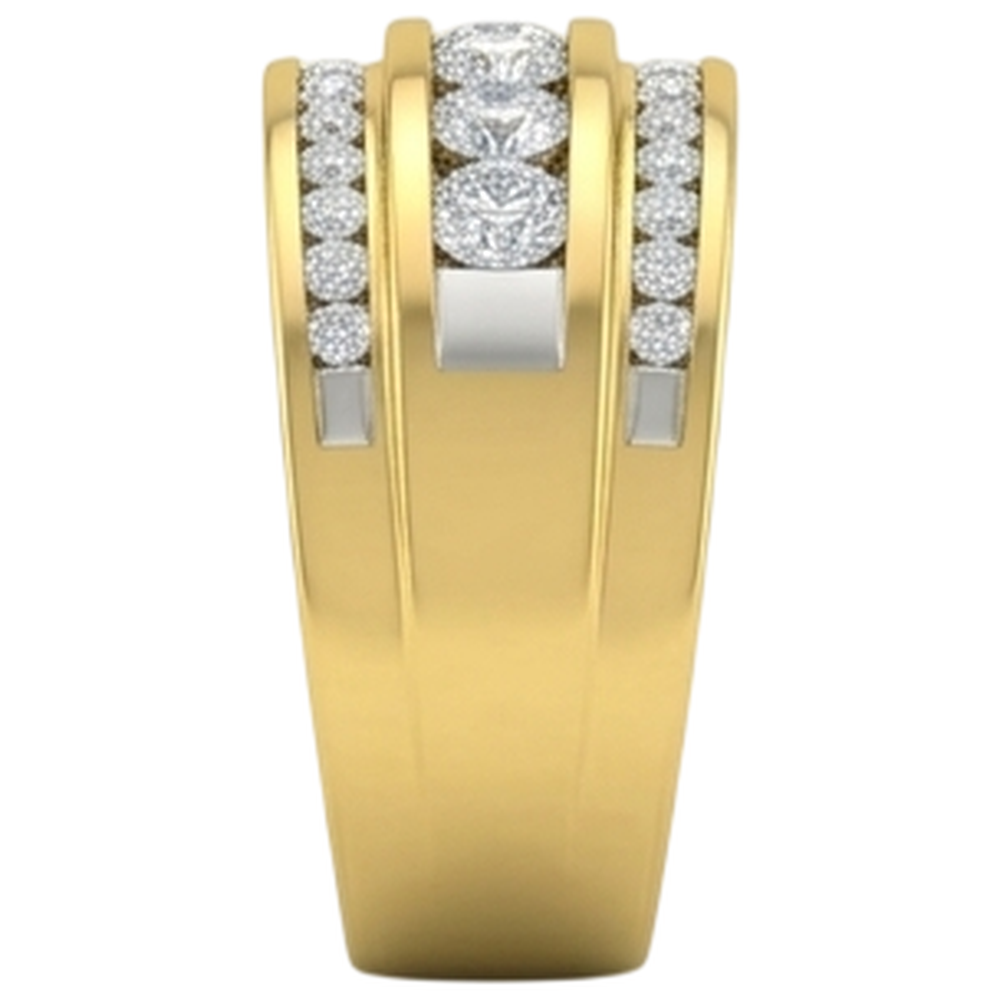 14K Gelbgold 2 Kt Herren Aus der Erde Abgebauter Natürlicher Diamantring Schmuck Neu