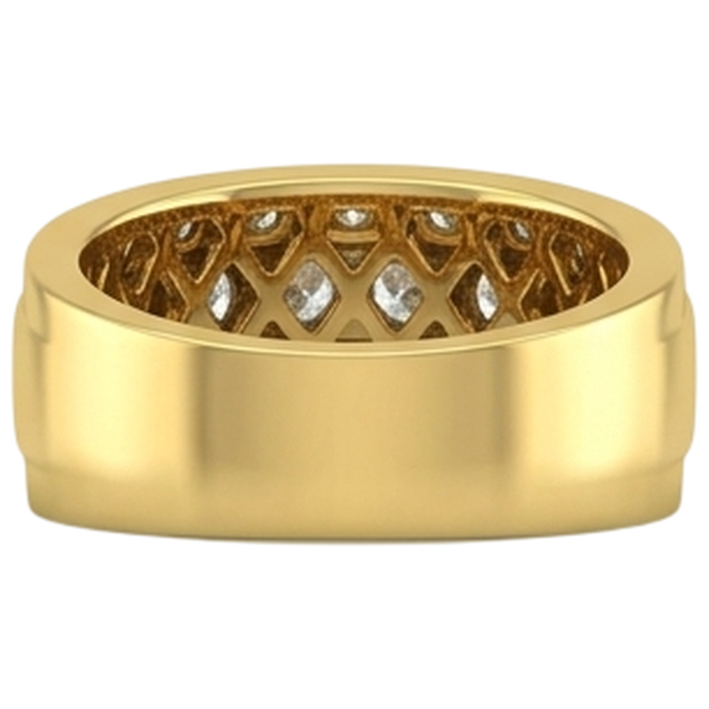14K Gelbgold 2 Kt Herren Aus der Erde Abgebauter Natürlicher Diamantring Schmuck Neu