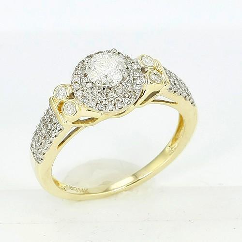 14K Gelbgold 2.25 Kt Pave Set Natürliche Diamant Ring Schmuck Neu