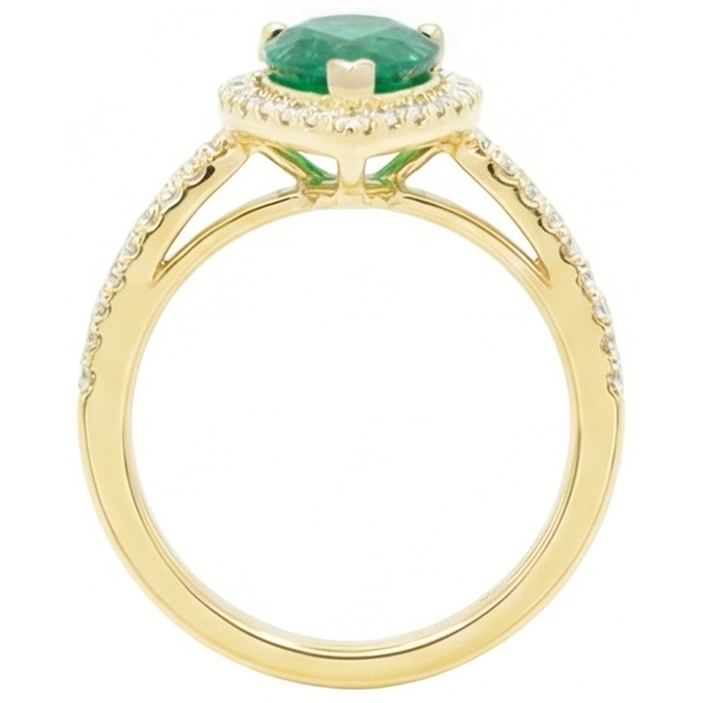 14K Gelbgold 5 Karat Birnenschliff Grün Smaragd Edelstein Aus der Erde Abgebauter Natürlicher Diamant Ehering