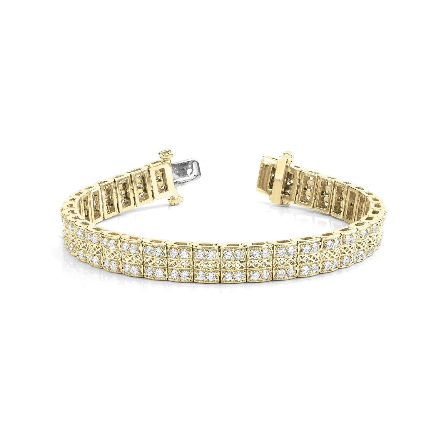 14K Gelbgold Armband mit runden Echt Diamanten im Brillantschliff mit 7 Karat