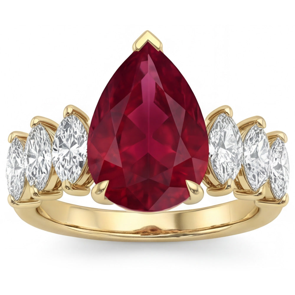 14K Gelbgold VVS Reinheit Taubenblut-Rubin Dreisteinring 4 Karat