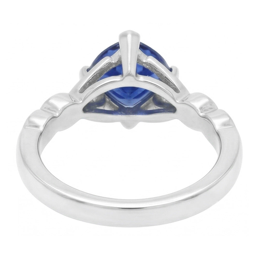14K Gold Drei-Steine-Ring Trillion Blauer Saphir 1,75 Karat Natürlicher Diamant ( nicht im Labor gezüchtet )en