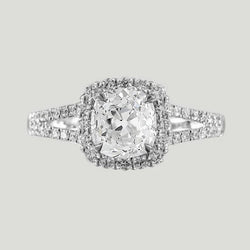 14K Gold Halo Ring Kissen alter Bergmann Echt Aus der Erde Abgebauter Natürlicher Diamant Split Shank 5,50 Karat