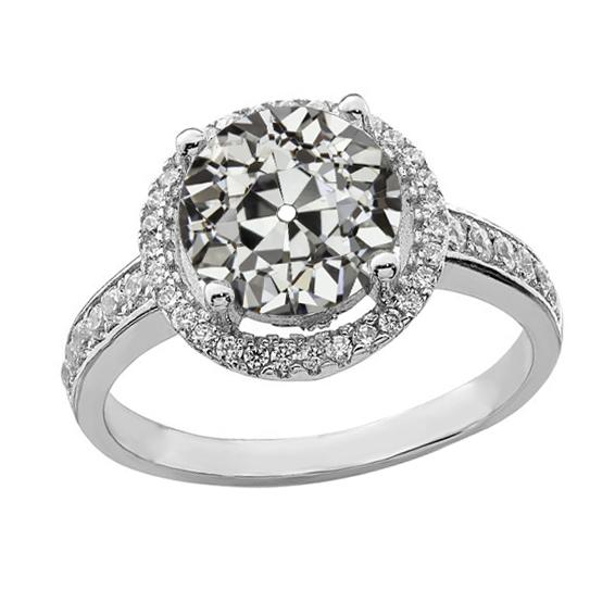 14K Gold Halo Ring runder Altschliff Echt Diamant Krappen Set Schmuck 3.50 Karat