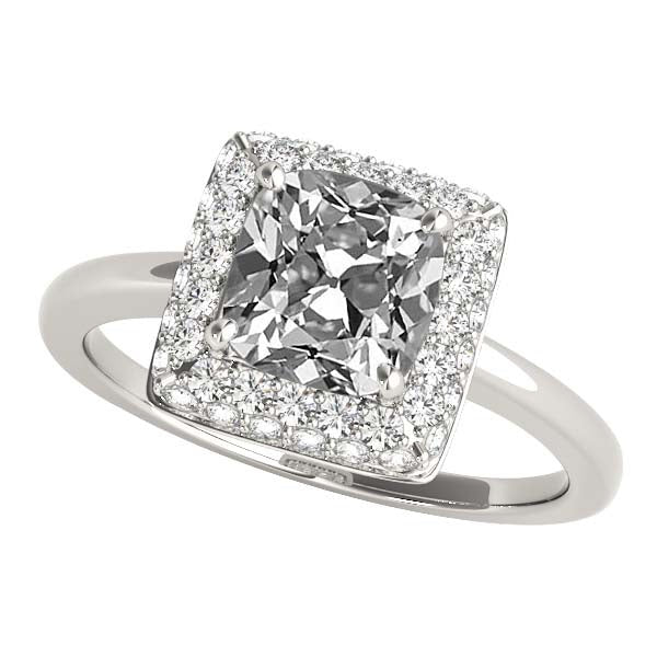 14K Gold Lady Halo Ring Kissen Old Mine Cut Natürliche Diamant 5.50 Karat