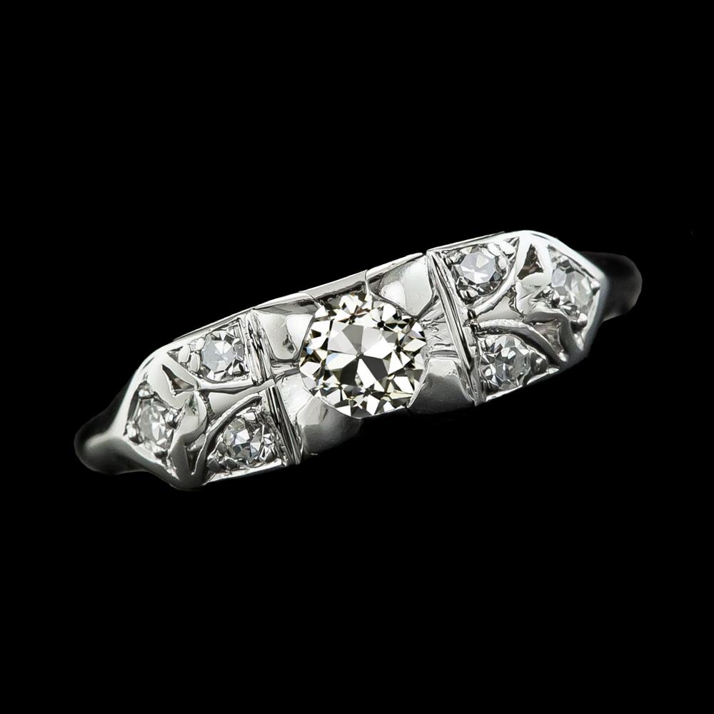 14K Gold Old Cut Runder Natürliche Diamantring 1,75 Karat Damenschmuck