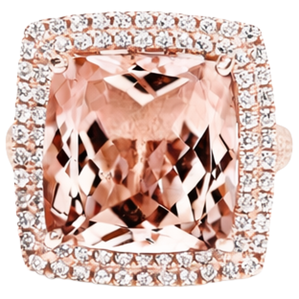 14K Rose Gold Morganit und Aus der Erde Abgebauter Natürlicher Diamant 10,25 ct Ring Neu