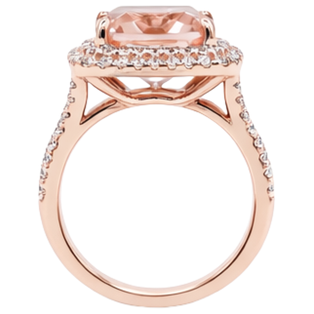 14K Rose Gold Morganit und Aus der Erde Abgebauter Natürlicher Diamant 10,25 ct Ring Neu