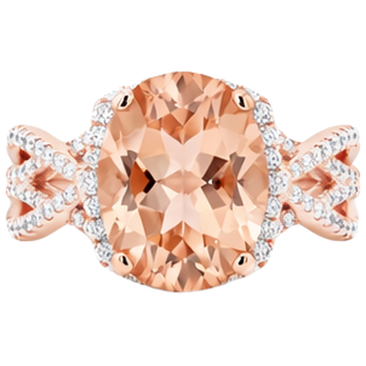 14K Roségold 11,50 ct. Morganit mit Aus der Erde Abgebauter Natürlicher Diamanten Jubiläumsring