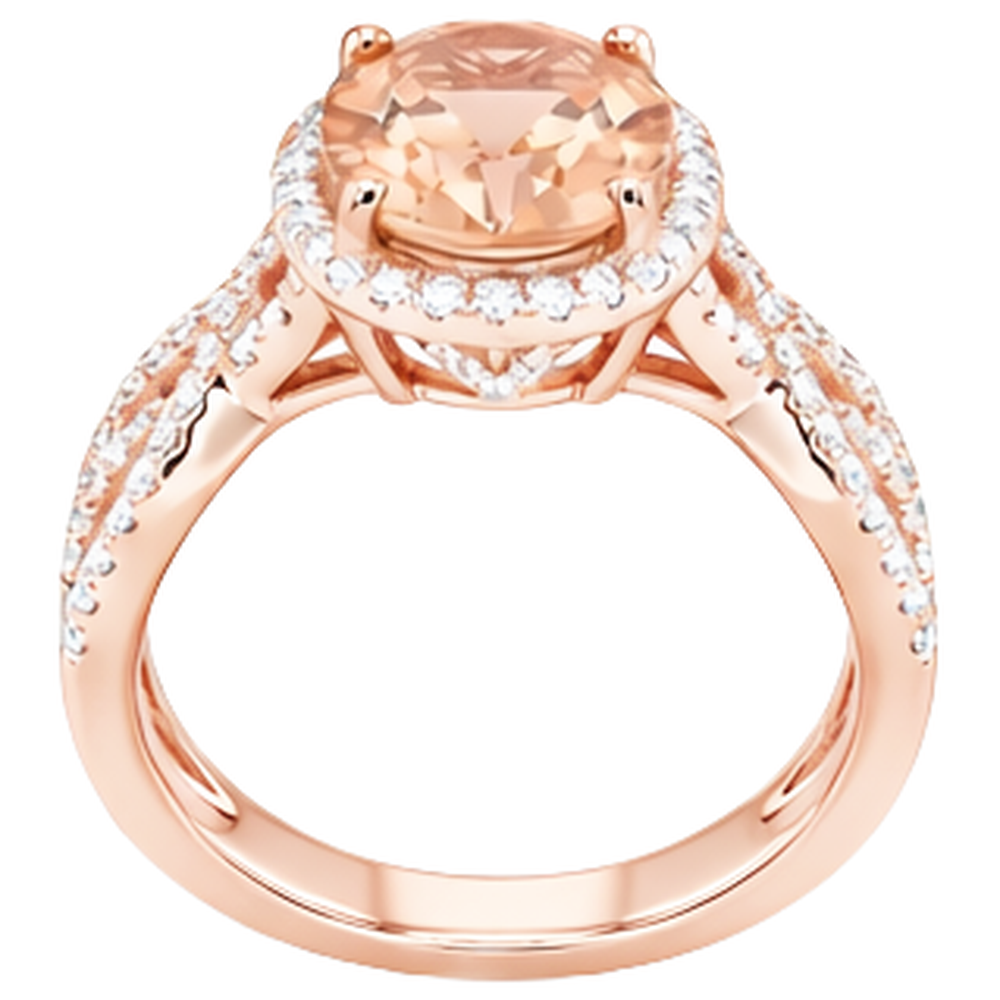 14K Roségold 11,50 ct. Morganit mit Aus der Erde Abgebauter Natürlicher Diamanten Jubiläumsring