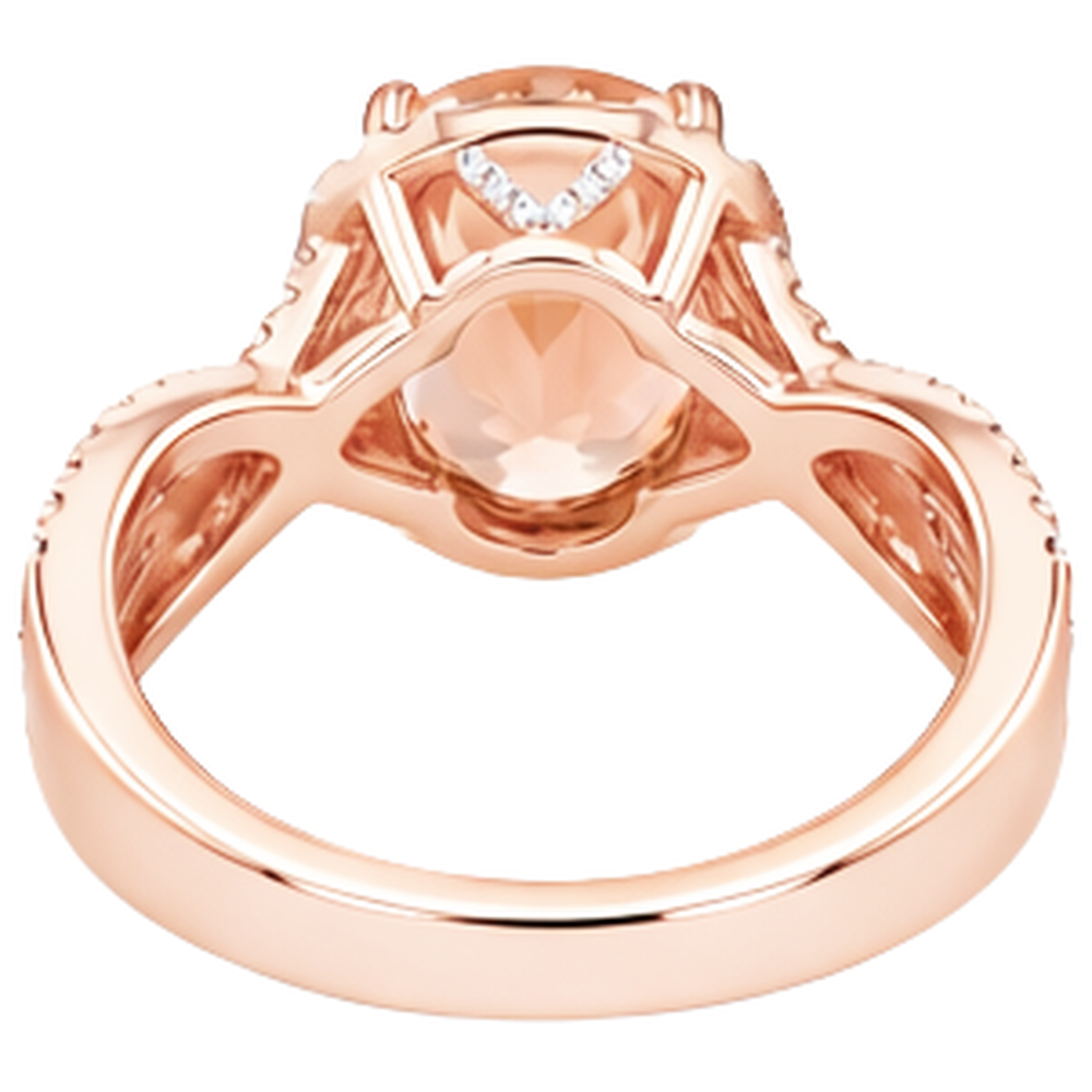 14K Roségold 11,50 ct. Morganit mit Aus der Erde Abgebauter Natürlicher Diamanten Jubiläumsring