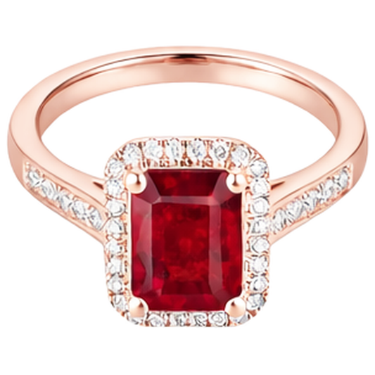echter round rubin 5Karat ring Seitenansicht