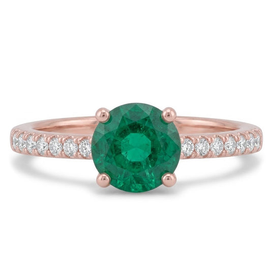 14K Roségold Grün Smaragd Und Aus der Erde Abgebauter Natürlicher Diamanten 3,20 Karat Verlobungsring Neu