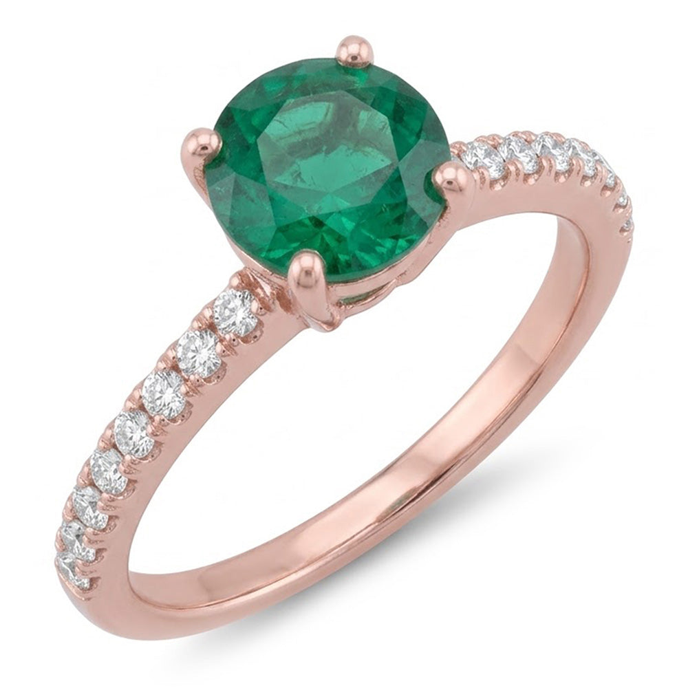 14K Roségold Grün Smaragd Und Aus der Erde Abgebauter Natürlicher Diamanten 3,20 Karat Verlobungsring Neu