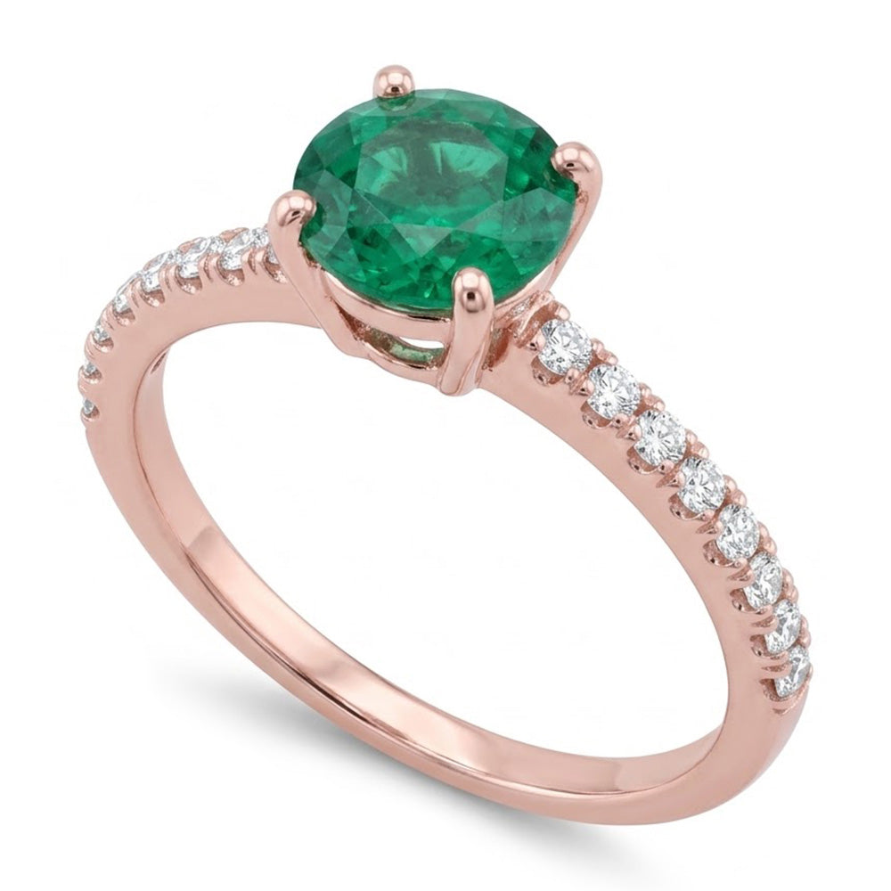 14K Roségold Grün Smaragd Und Aus der Erde Abgebauter Natürlicher Diamanten 3,20 Karat Verlobungsring Neu