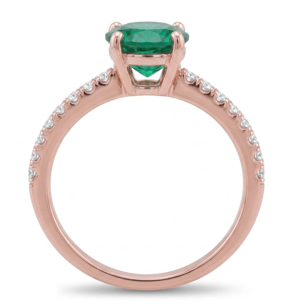 14K Roségold Grün Smaragd Und Aus der Erde Abgebauter Natürlicher Diamanten 3,20 Karat Verlobungsring Neu