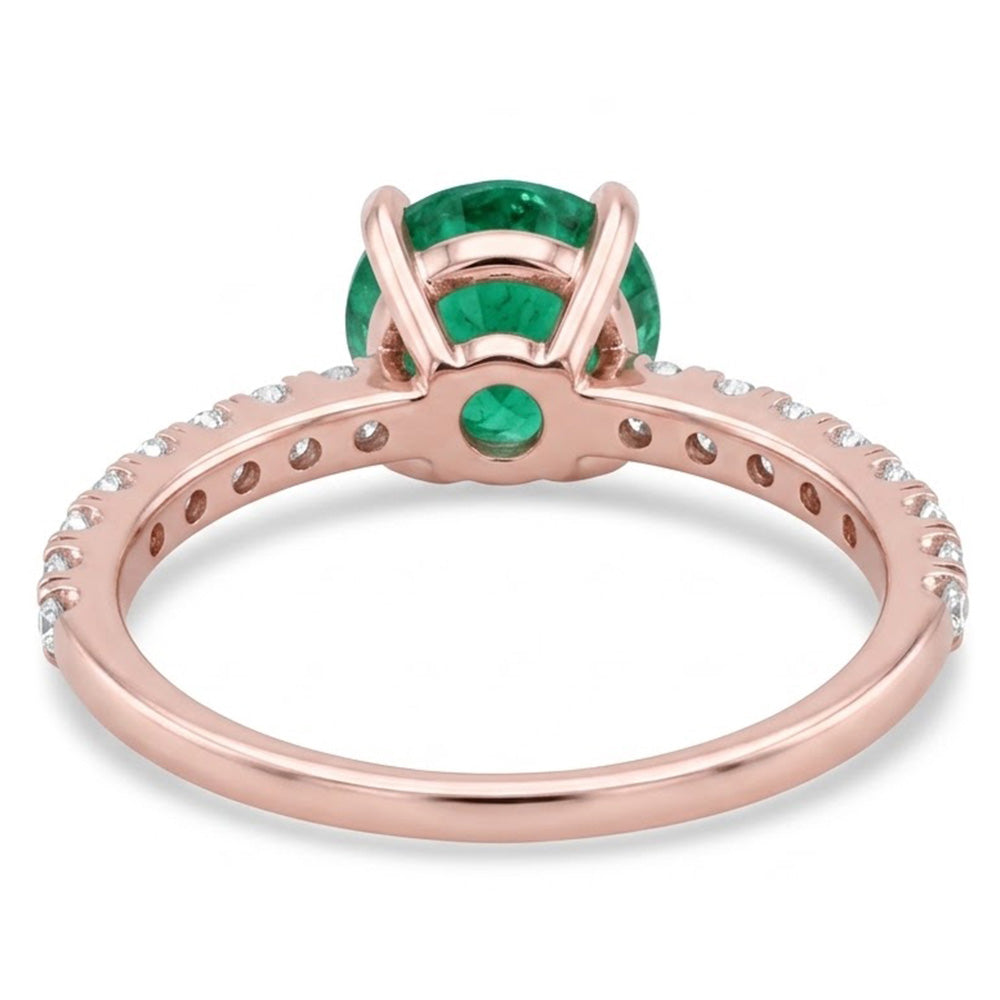 14K Roségold Grün Smaragd Und Aus der Erde Abgebauter Natürlicher Diamanten 3,20 Karat Verlobungsring Neu