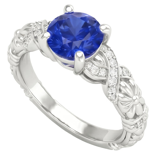 echter round saphir 1.90Karat ring Seitenansicht