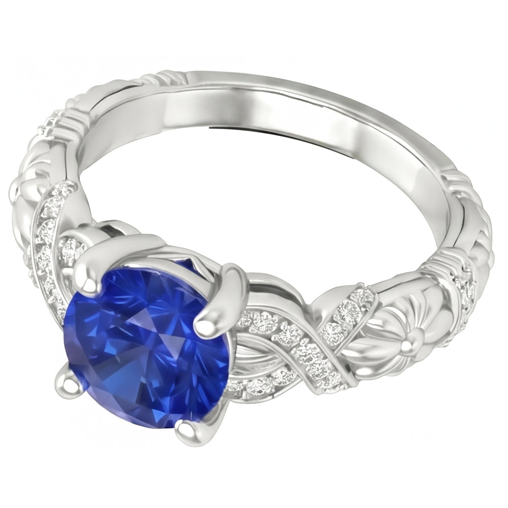echter round saphir 1.90Karat ring Draufsicht