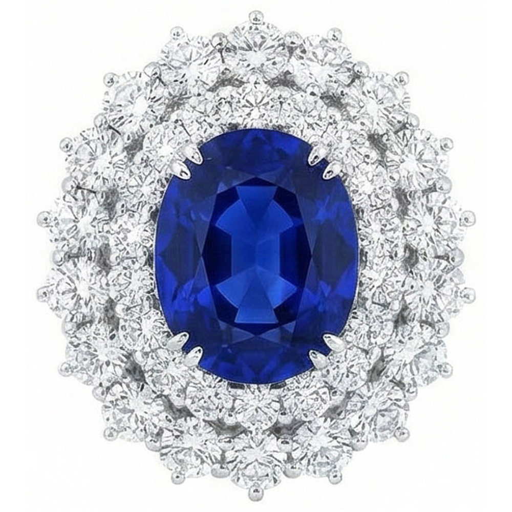 echter round saphir 6.75Karat ring Seitenansicht
